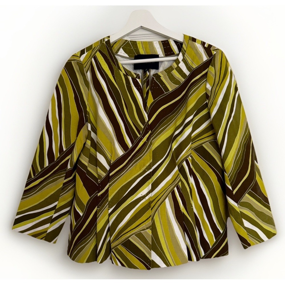 Lafayette 148 NY 100% Cotton Jacket 10 Pick Stitch Geometric Art To Wear Luxury